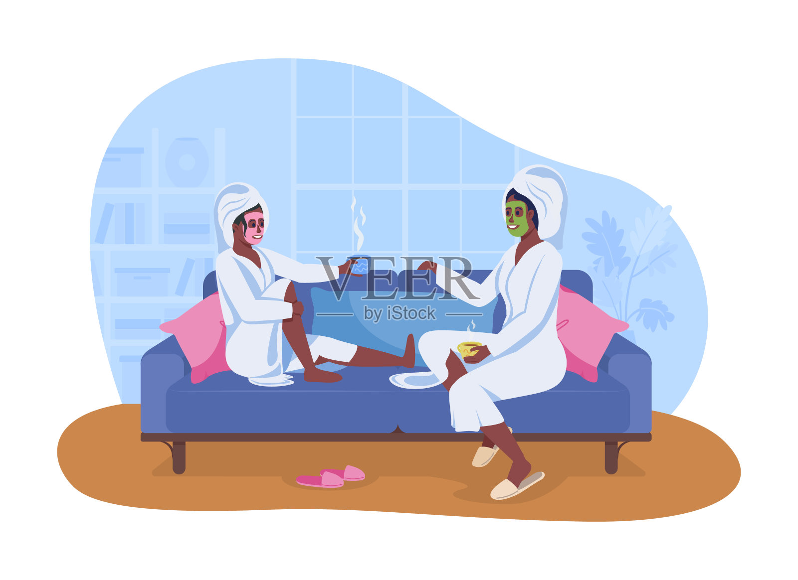 水疗氛围在家里2D矢量孤立的插图插画图片素材