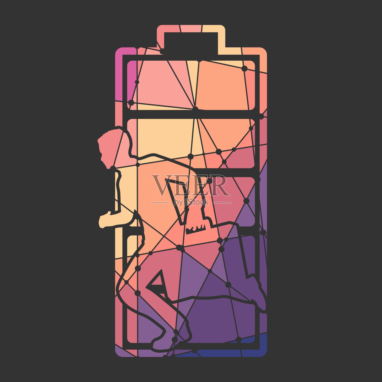 商人与高全水平能量电池插画图片素材