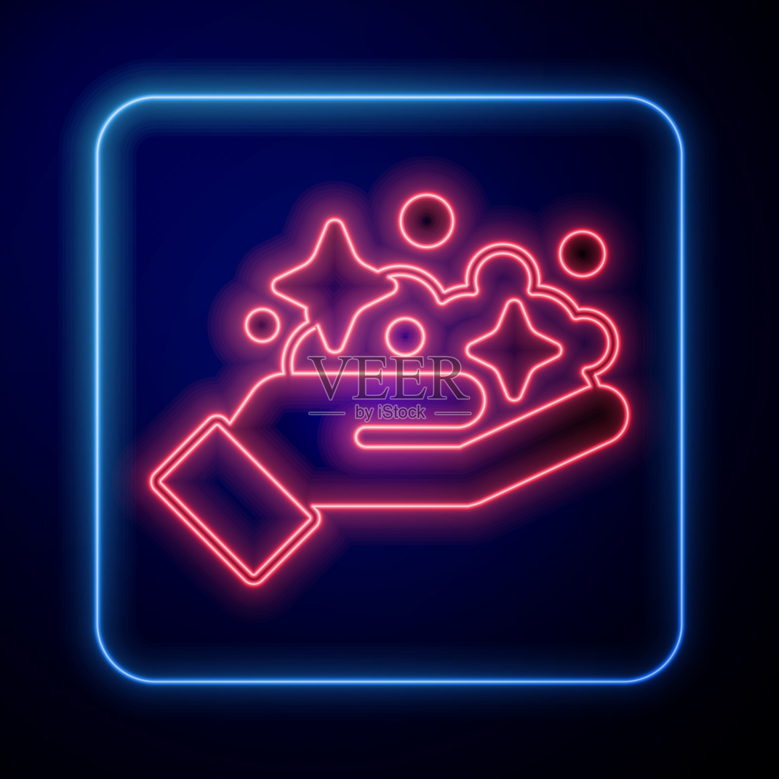 发光的霓虹灯金矿图标孤立在黑色插画图片素材