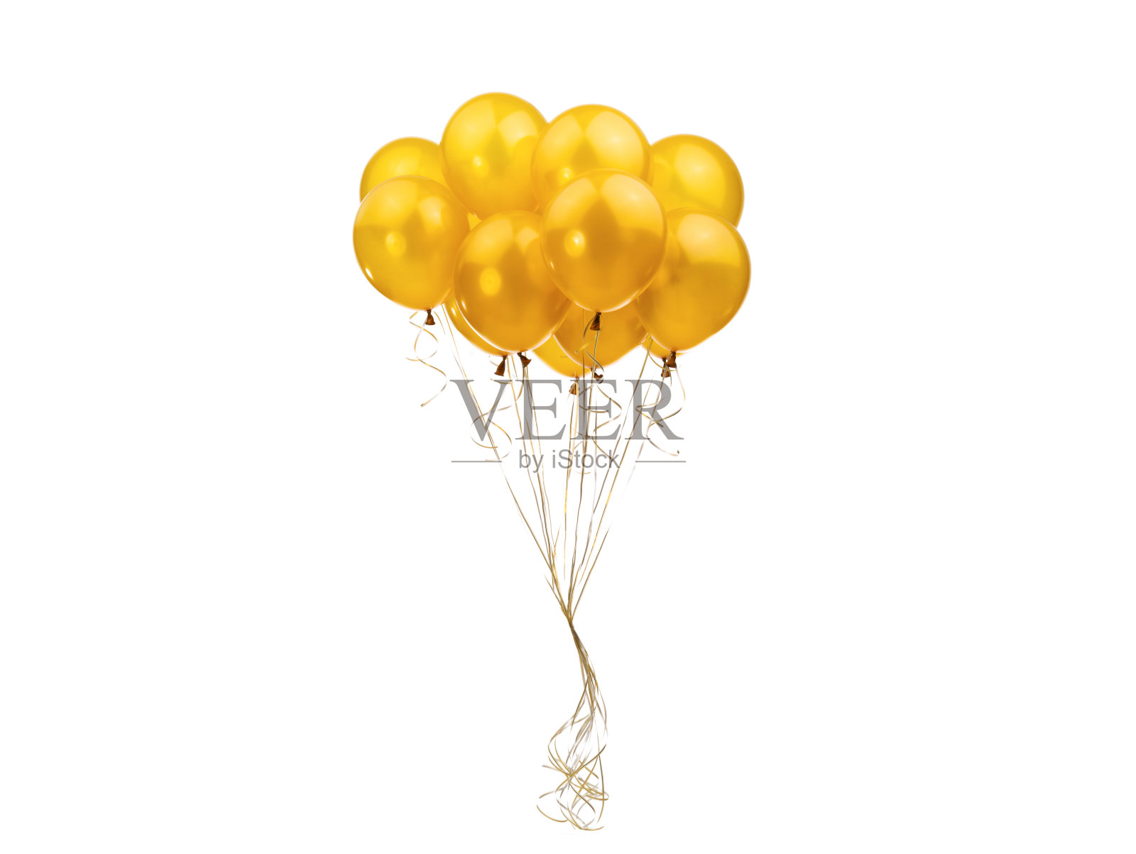 金色的气球孤立在白色的背景照片摄影图片
