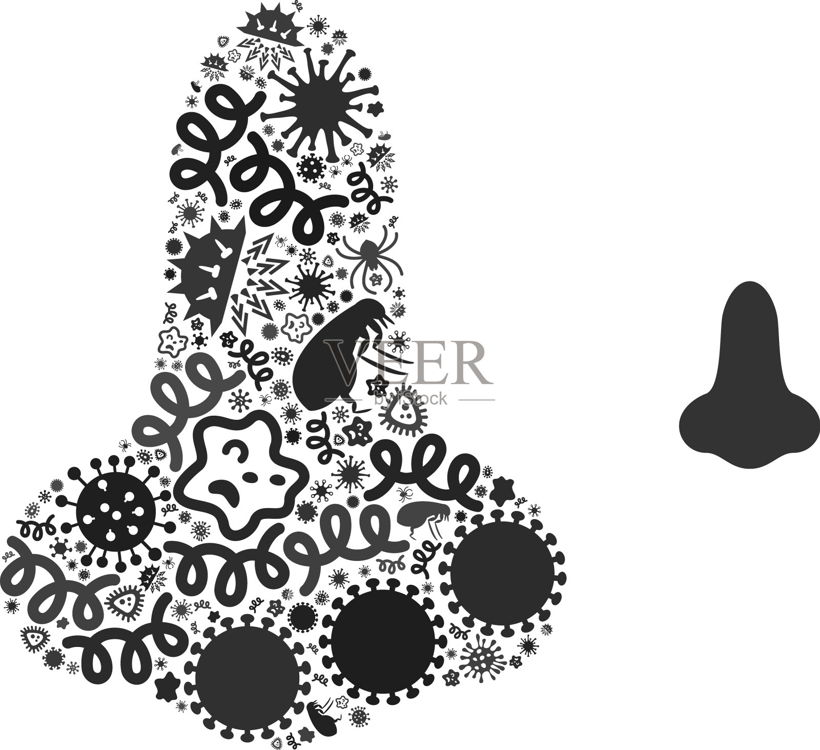 流感微生物的马赛克鼻子图标插画图片素材