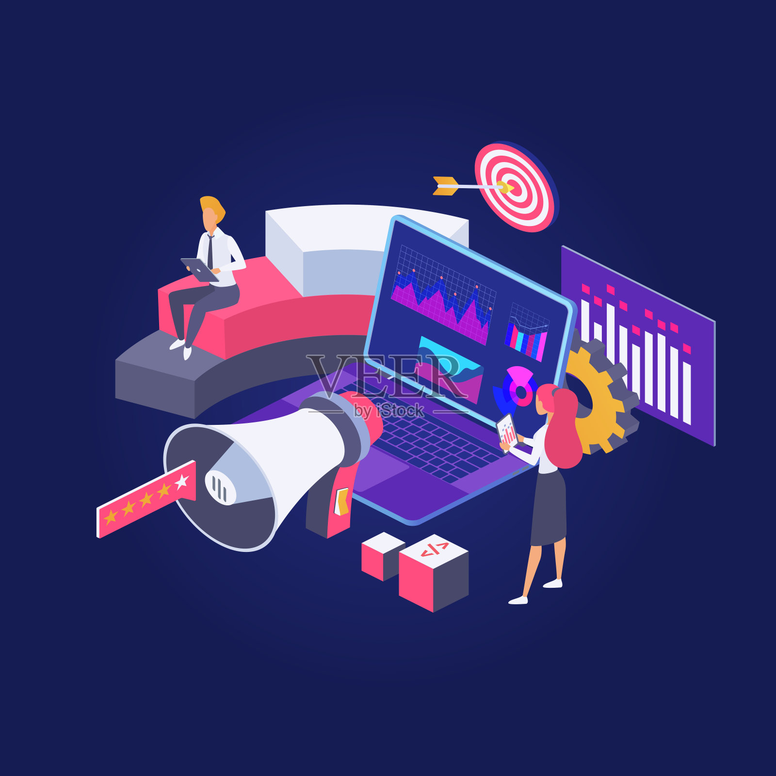 数字社交媒体营销推广活动插画图片素材