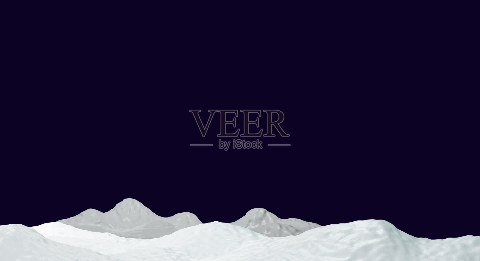 雪地与山丘和雪山，3d渲染。冬季景观背景，3d插图。照片摄影图片