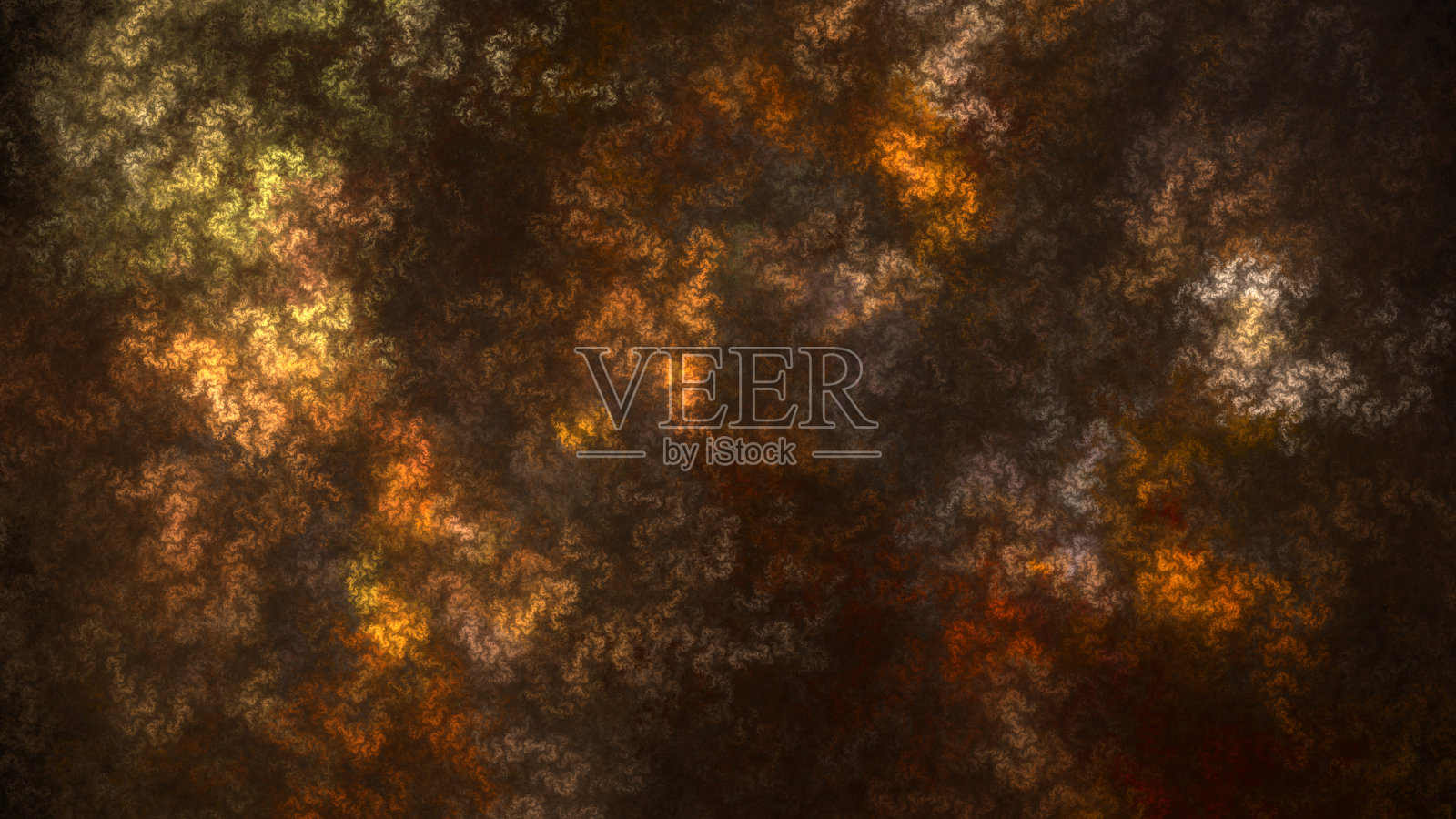 抽象的金棕色分形图案在黑暗的背景插画图片素材