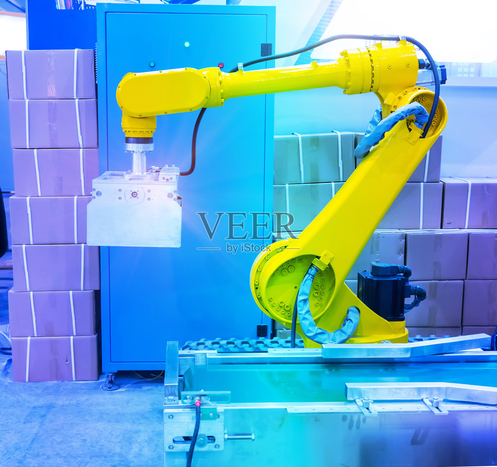 自动化工业机器人机器人工作，工业4.0和技术理念照片摄影图片