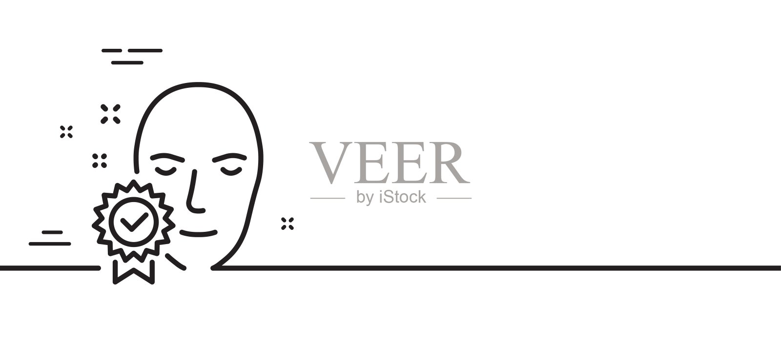 脸验证线图标。授予访问权限。最小的线条图案横幅。向量插画图片素材