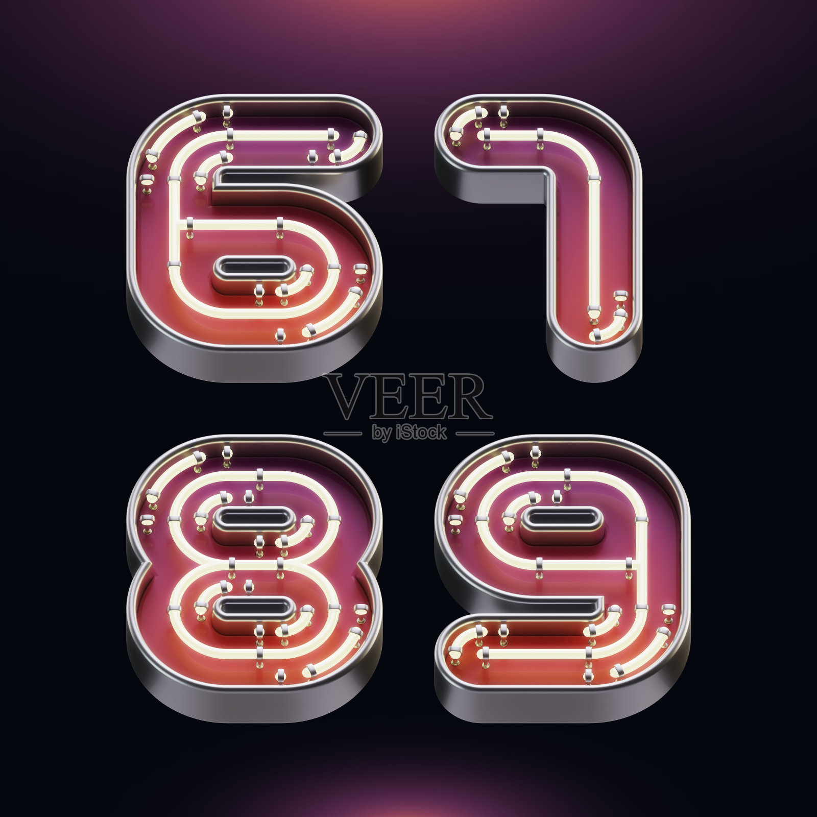 具有发光霓虹灯效果的金属字母的3d渲染照片摄影图片