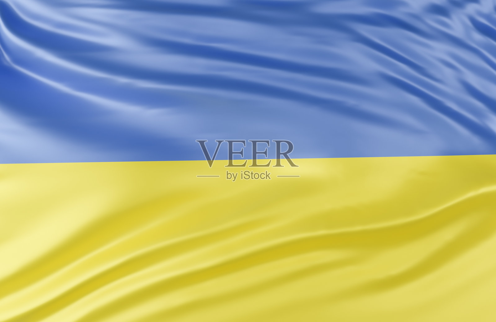 美丽的乌克兰国旗波浪接近横幅背景与复制空间。，3d模型和插图。照片摄影图片