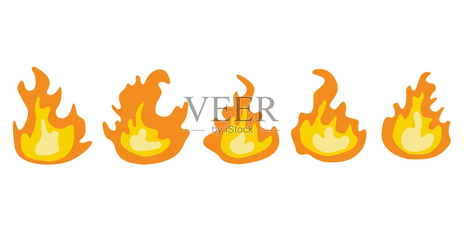 集红色和橙色火焰。热燃烧元素的集合。火焰和火的设计元素设计元素图片