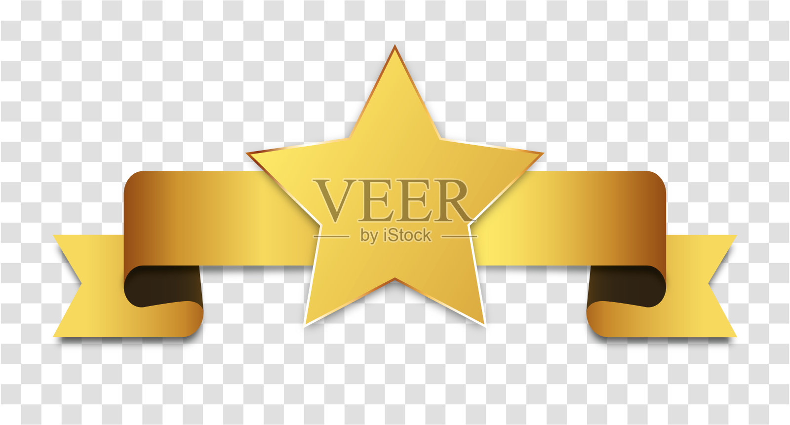 金色简单的丝带横幅与星条旗矢量设计元素插画图片素材