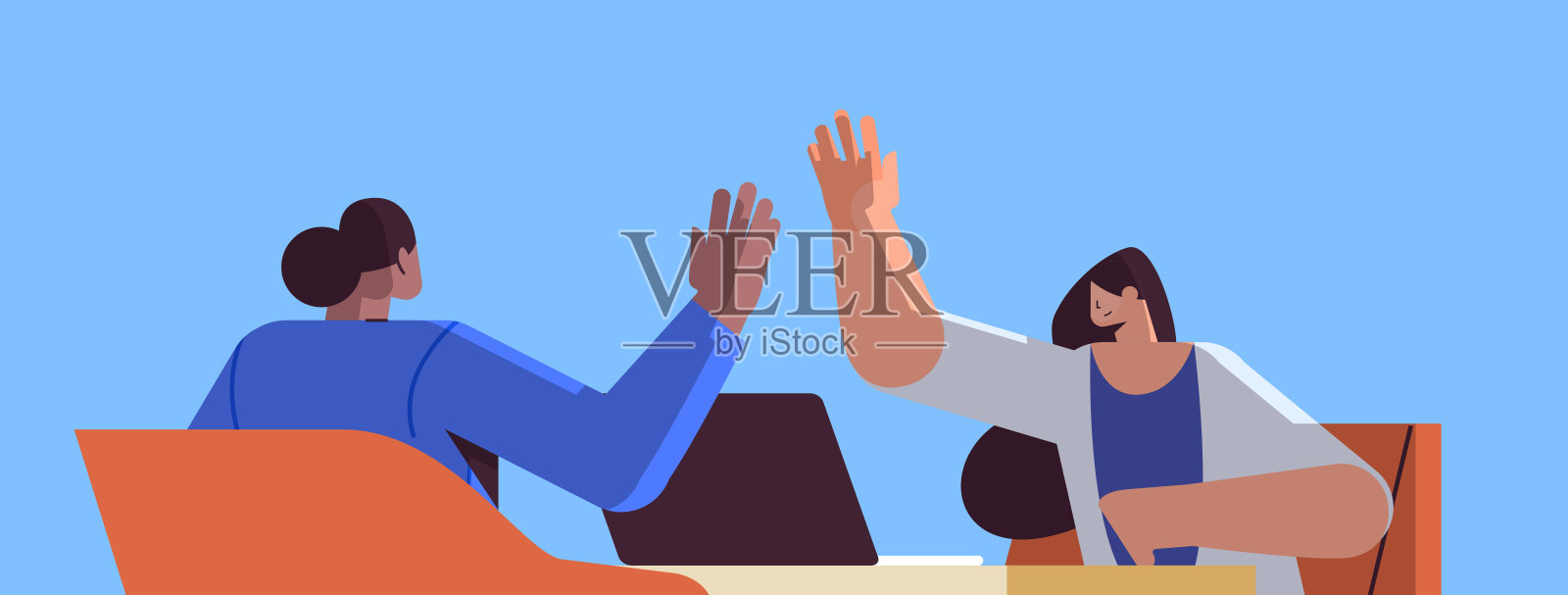 混合种族的商人给予成功的团队合作协议概念肖像插画图片素材