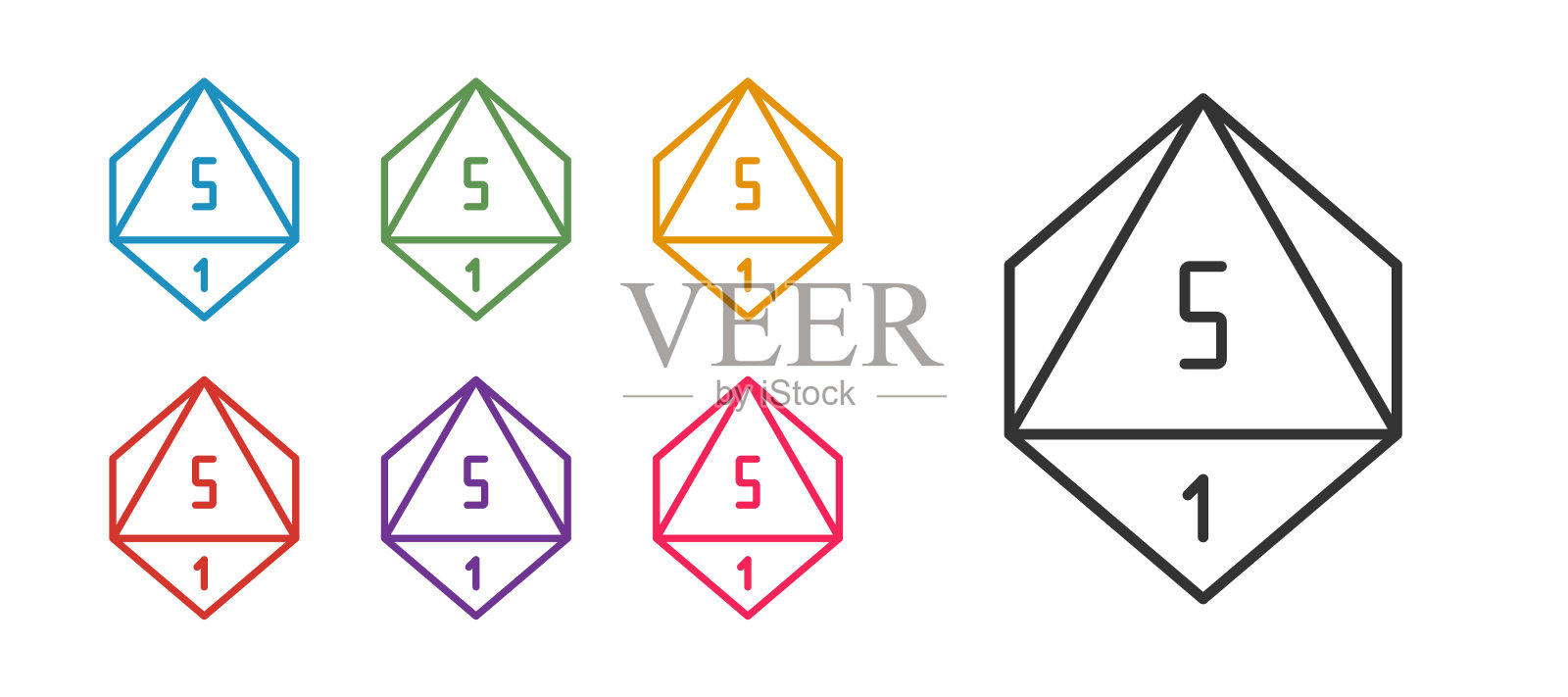 设置线游戏骰子图标孤立的白色背景。赌场赌博。设置图标丰富多彩。向量插画图片素材