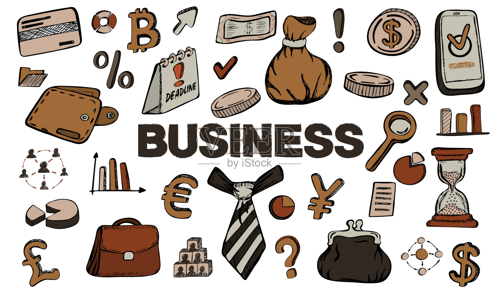 手绘商业涂鸦套装插画图片素材