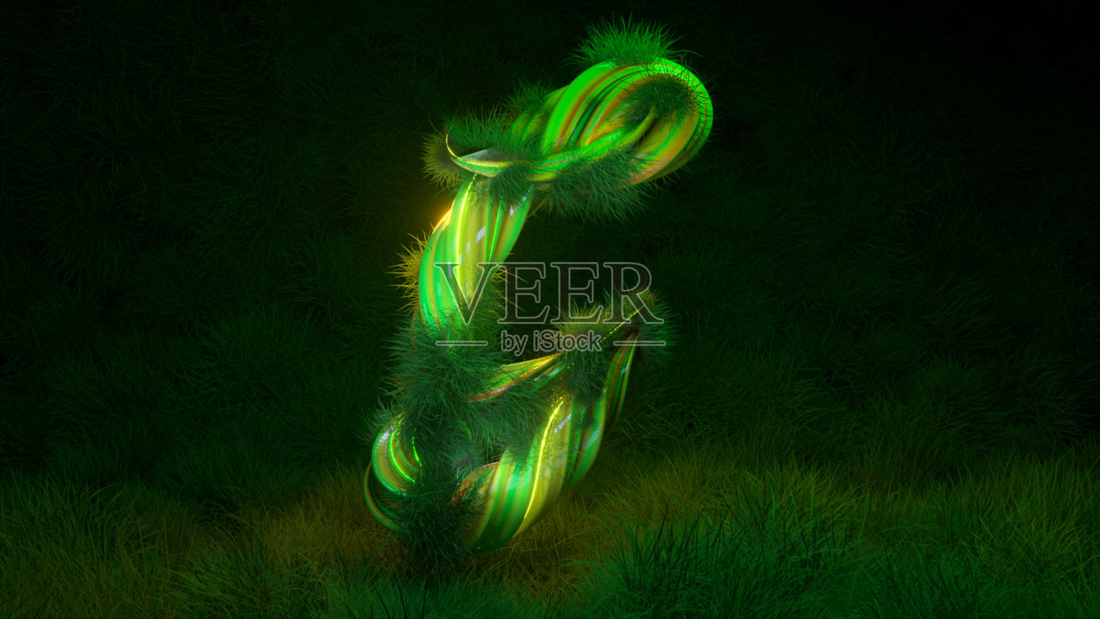 绕组字母表集合。独特的扭曲的信件。绿色的棕色。字母g 3d插图照片摄影图片