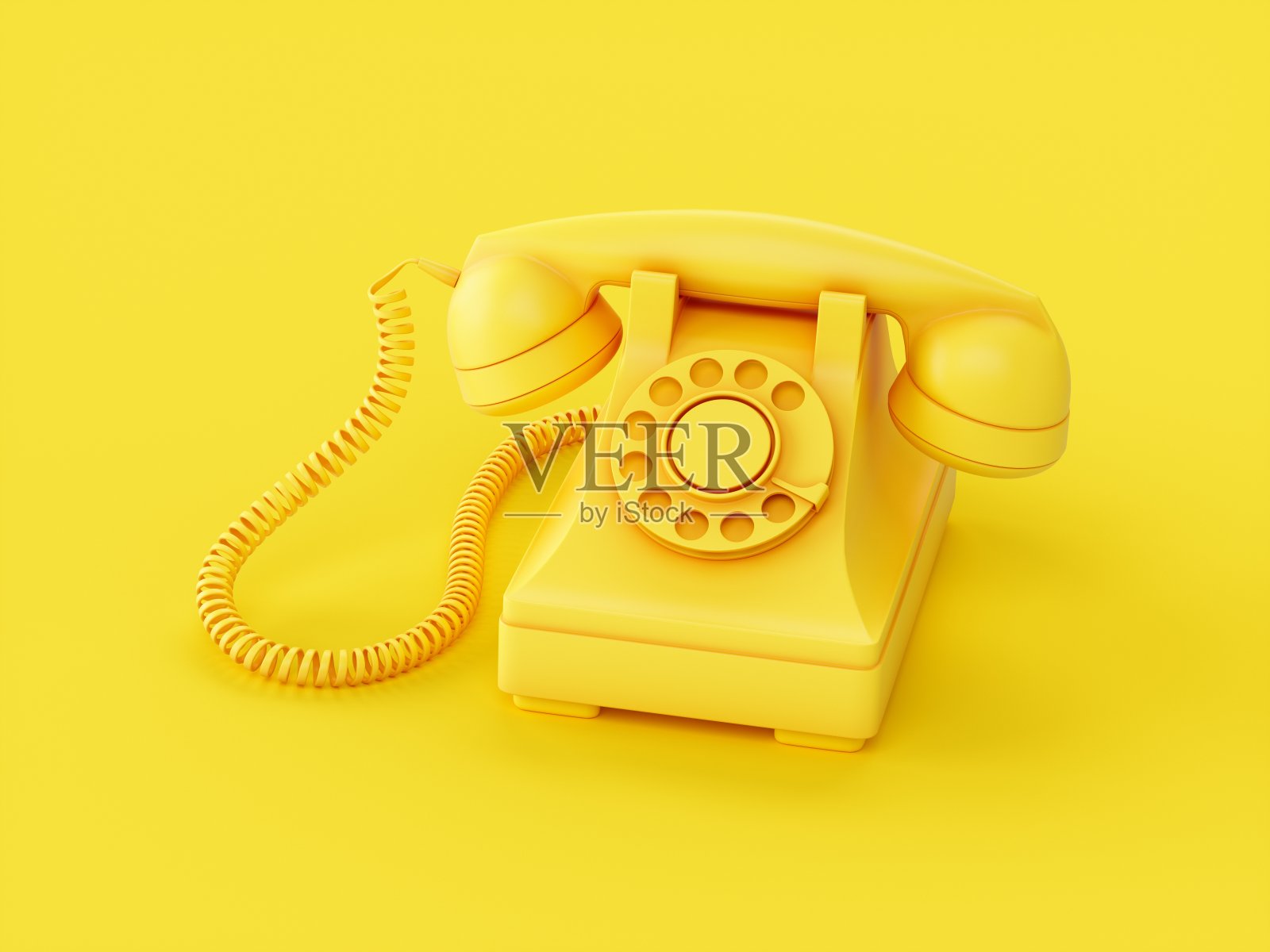 3D渲染黄色老式手机孤立在黄色背景照片摄影图片