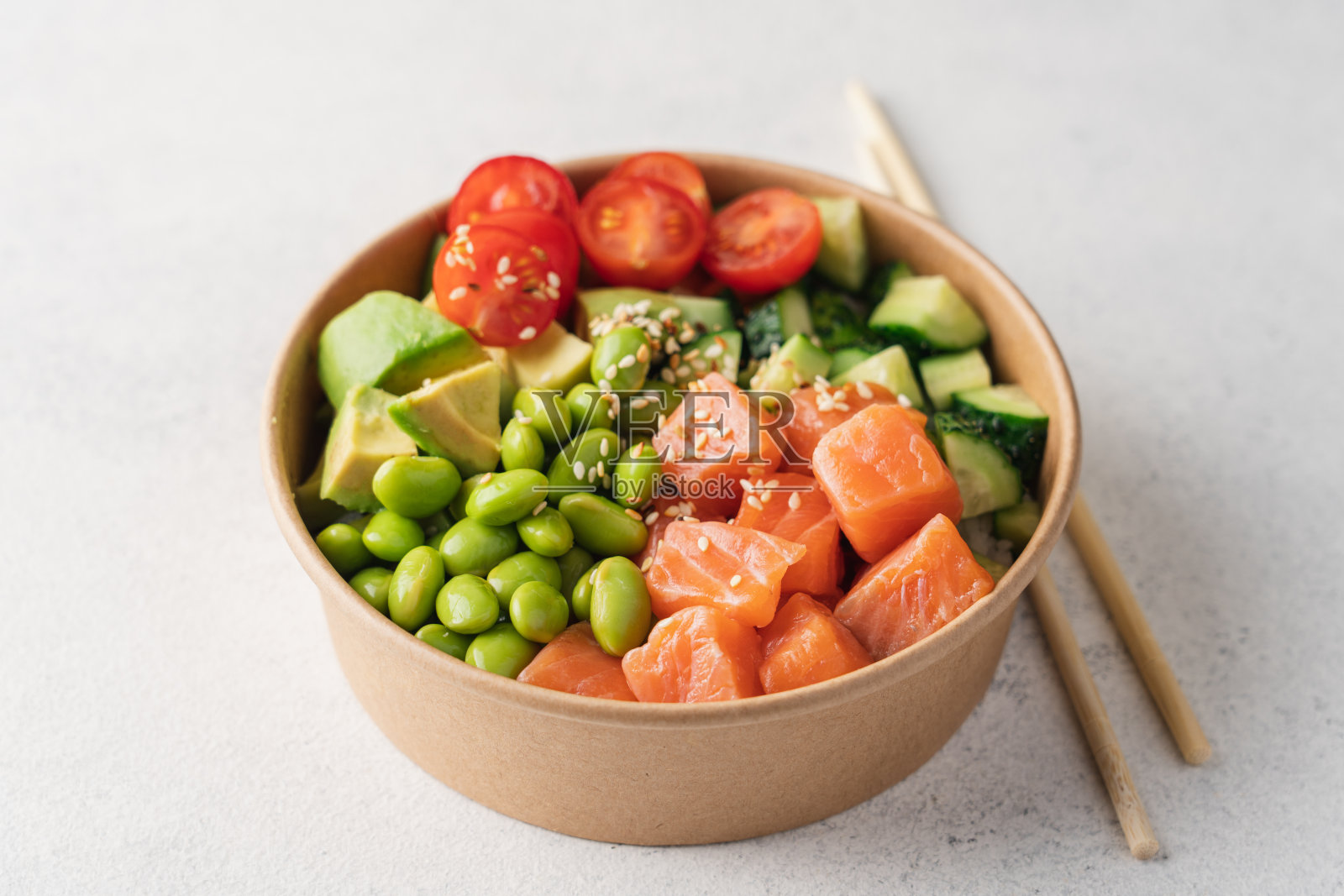 鲑鱼戳碗照片摄影图片