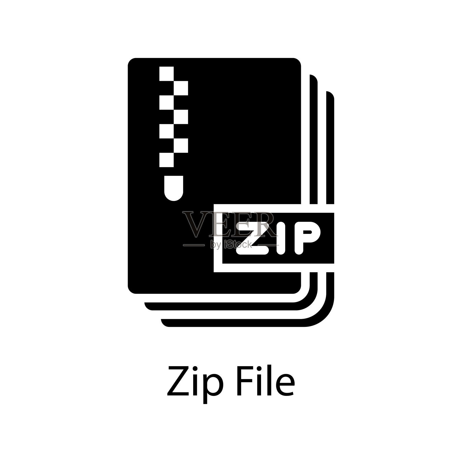压缩文件矢量固体图标设计插图。Web和移动应用程序符号在白色背景EPS 10文件插画图片素材