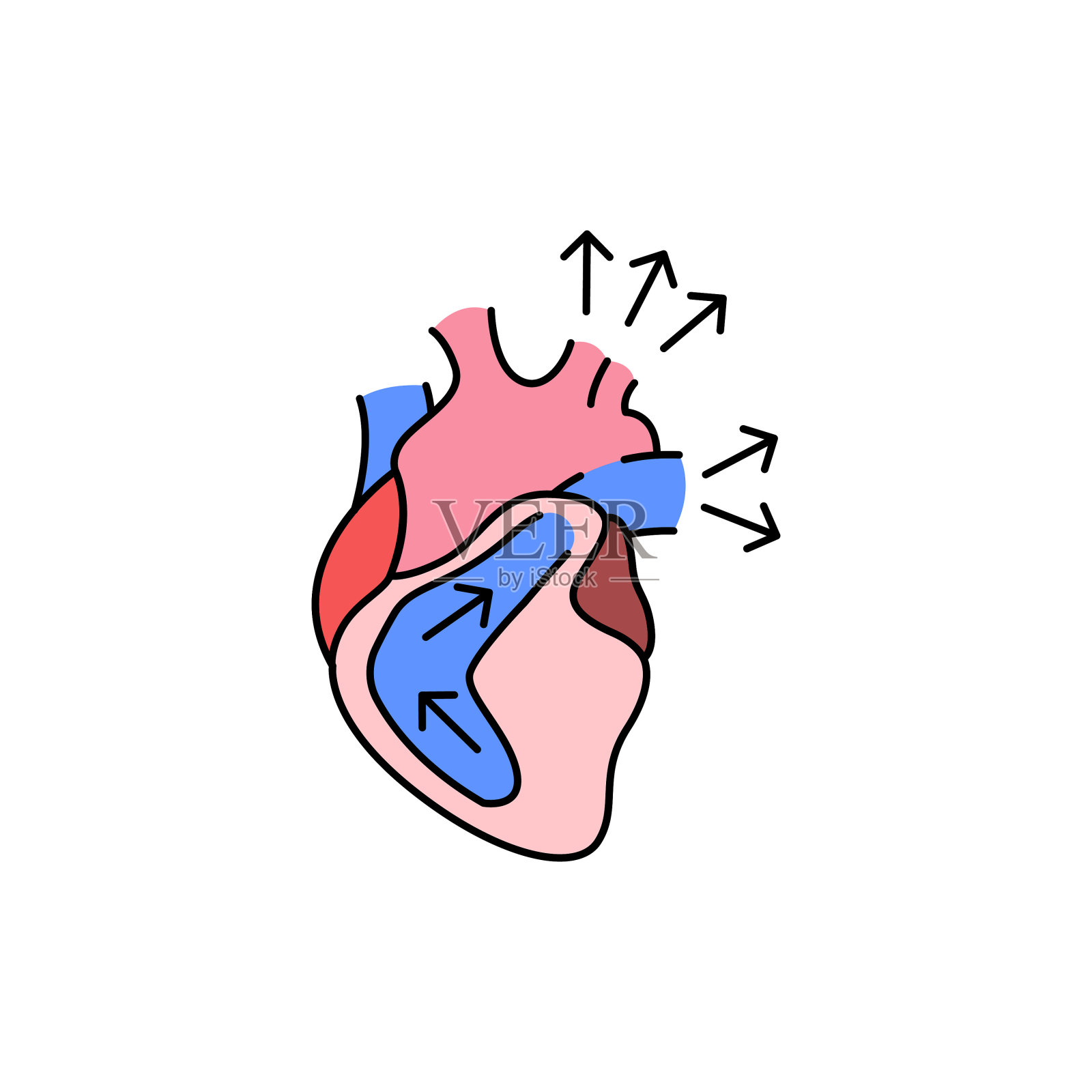 舒张期彩色线图标。人类疾病。插画图片素材