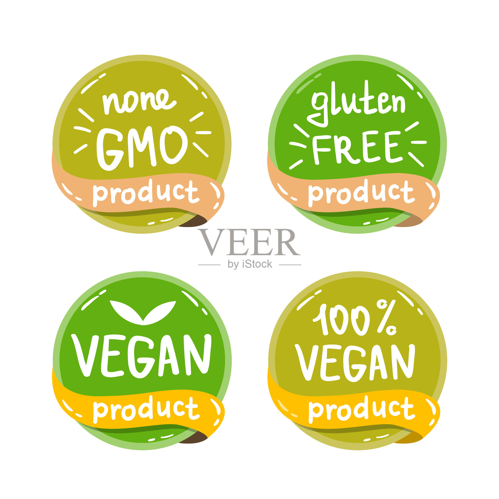 生态有机生物标志贴纸向量集插画图片素材