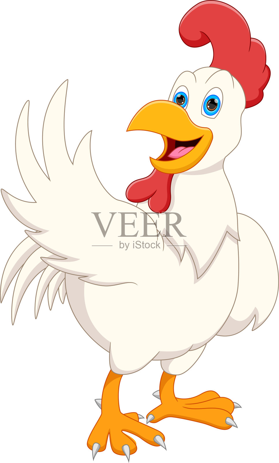 卡通可爱的小鸡挥舞在白色的背景设计元素图片