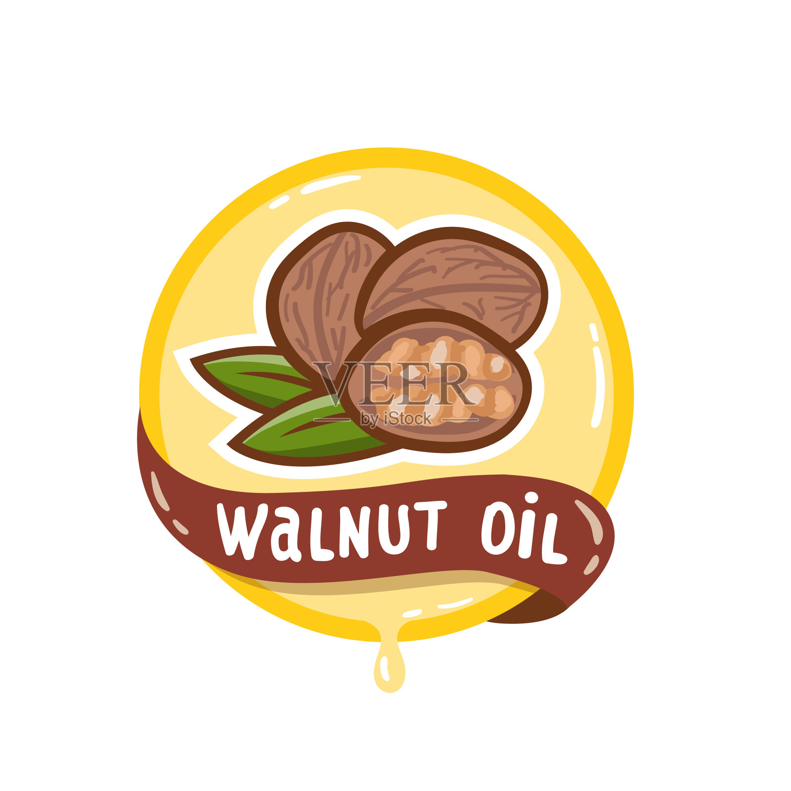 核桃油标志天然产品矢量标志插画图片素材