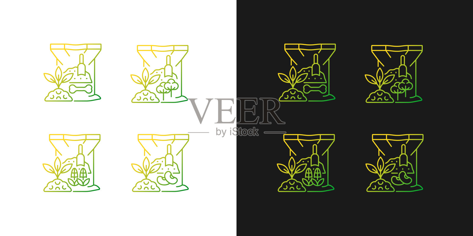 有机补充梯度图标设置为黑暗和光明模式插画图片素材