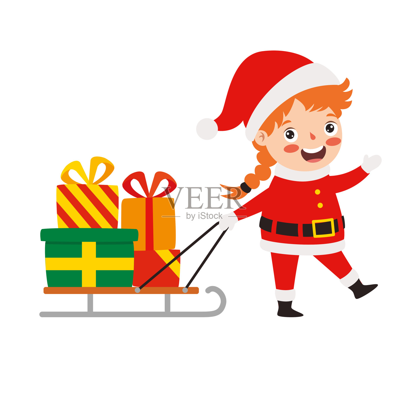 庆祝圣诞节的小圣诞老人插画图片素材