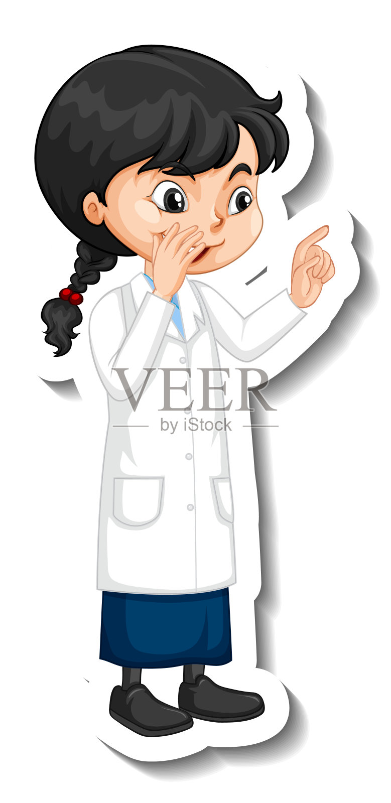 科学家女孩卡通人物贴纸插画图片素材