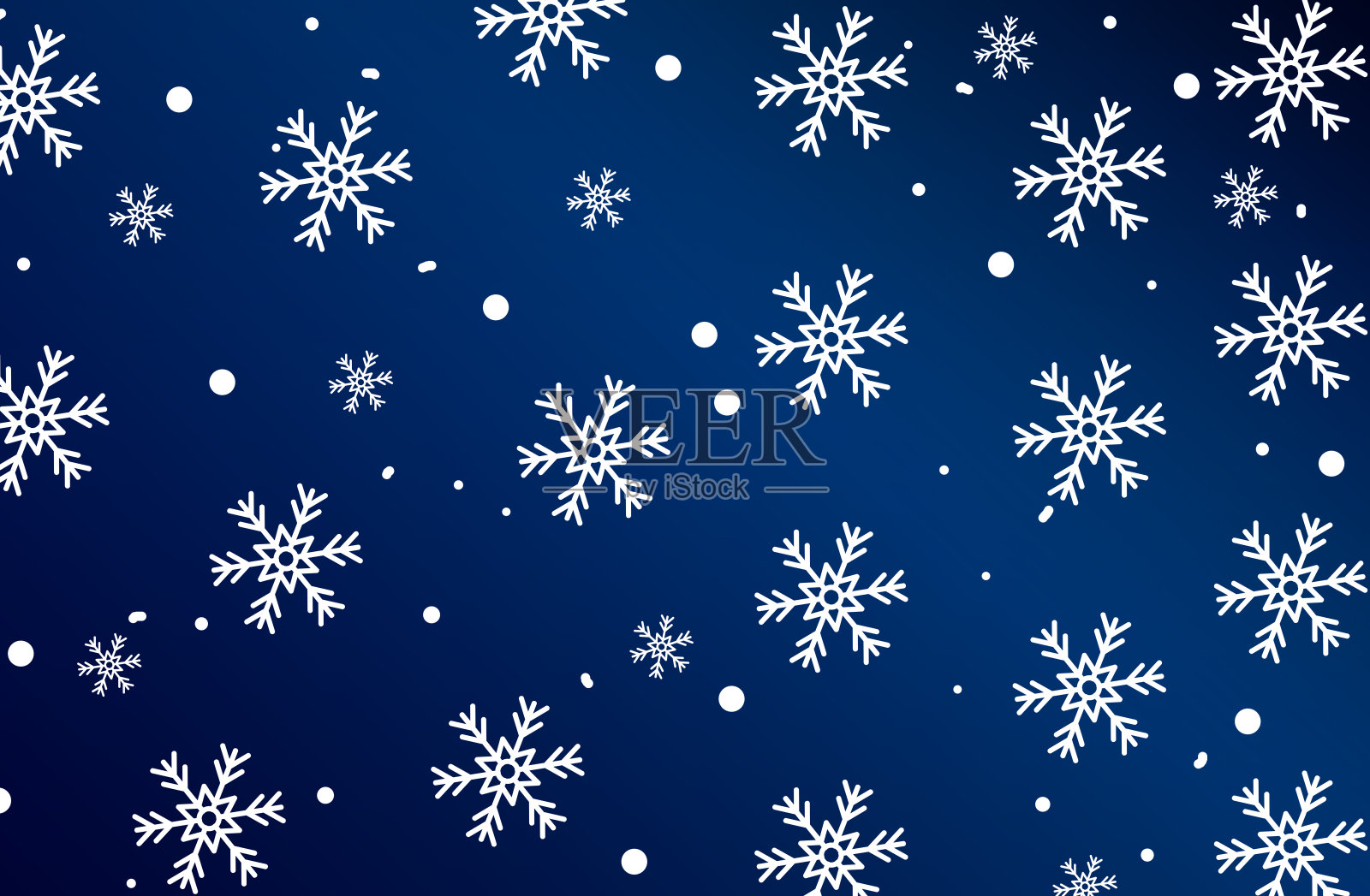 美丽的雪花飘落抽象背景在蓝色梯度插画图片素材