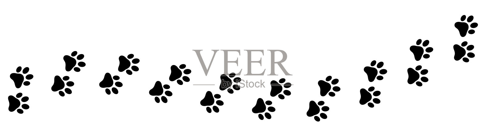 脚印脚印。狗，猫爪印。插画图片素材