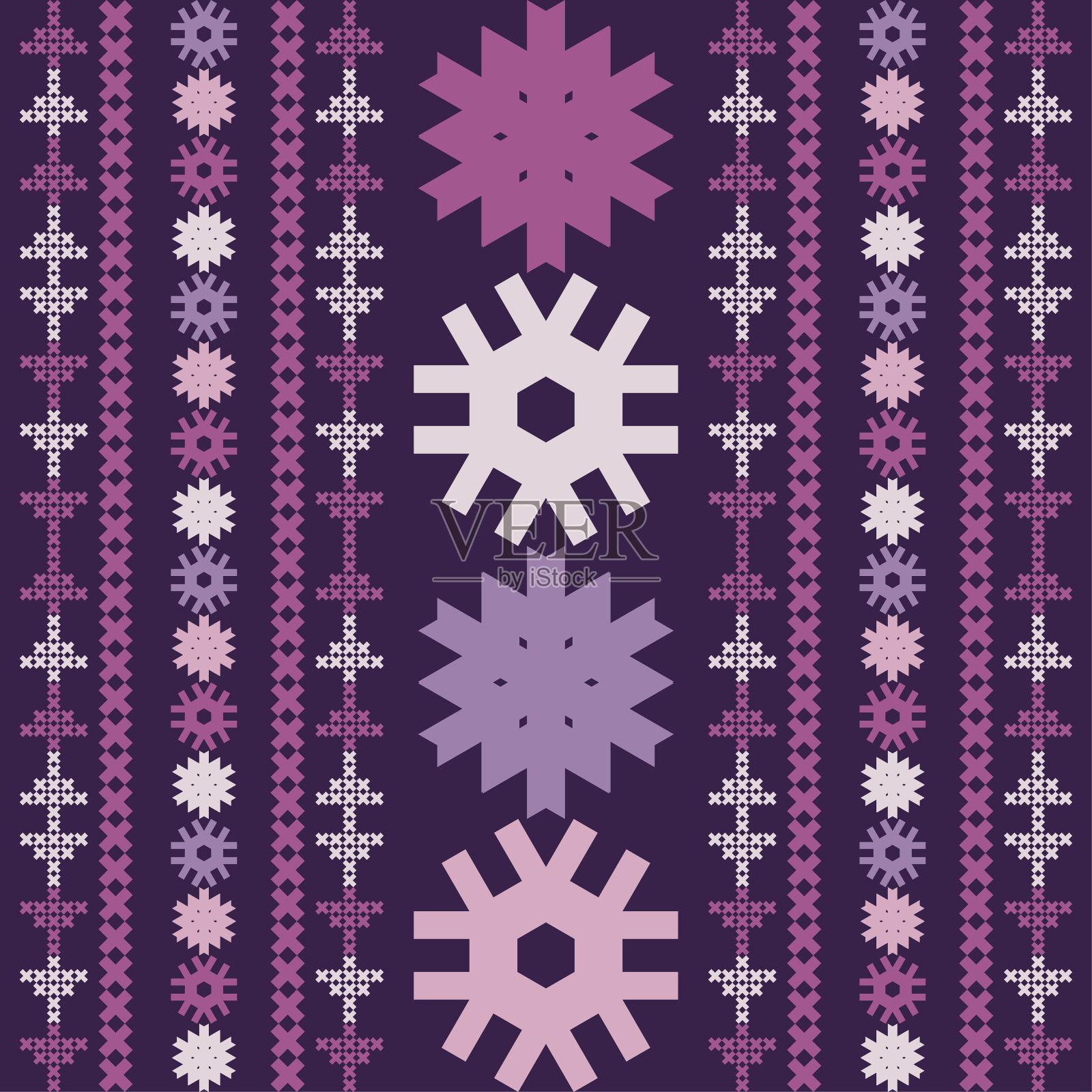 圣诞节的十字绣。雪花。无缝模式。假日织物。矢量插图的网页设计或打印。插画图片素材