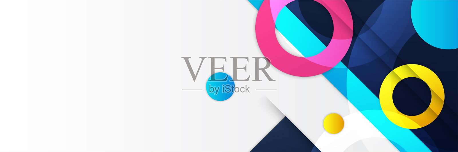 最小彩色抽象梯度旗帜背景与几何方形圆形元素形状。矢量抽象图形设计横幅图案背景模板。插画图片素材