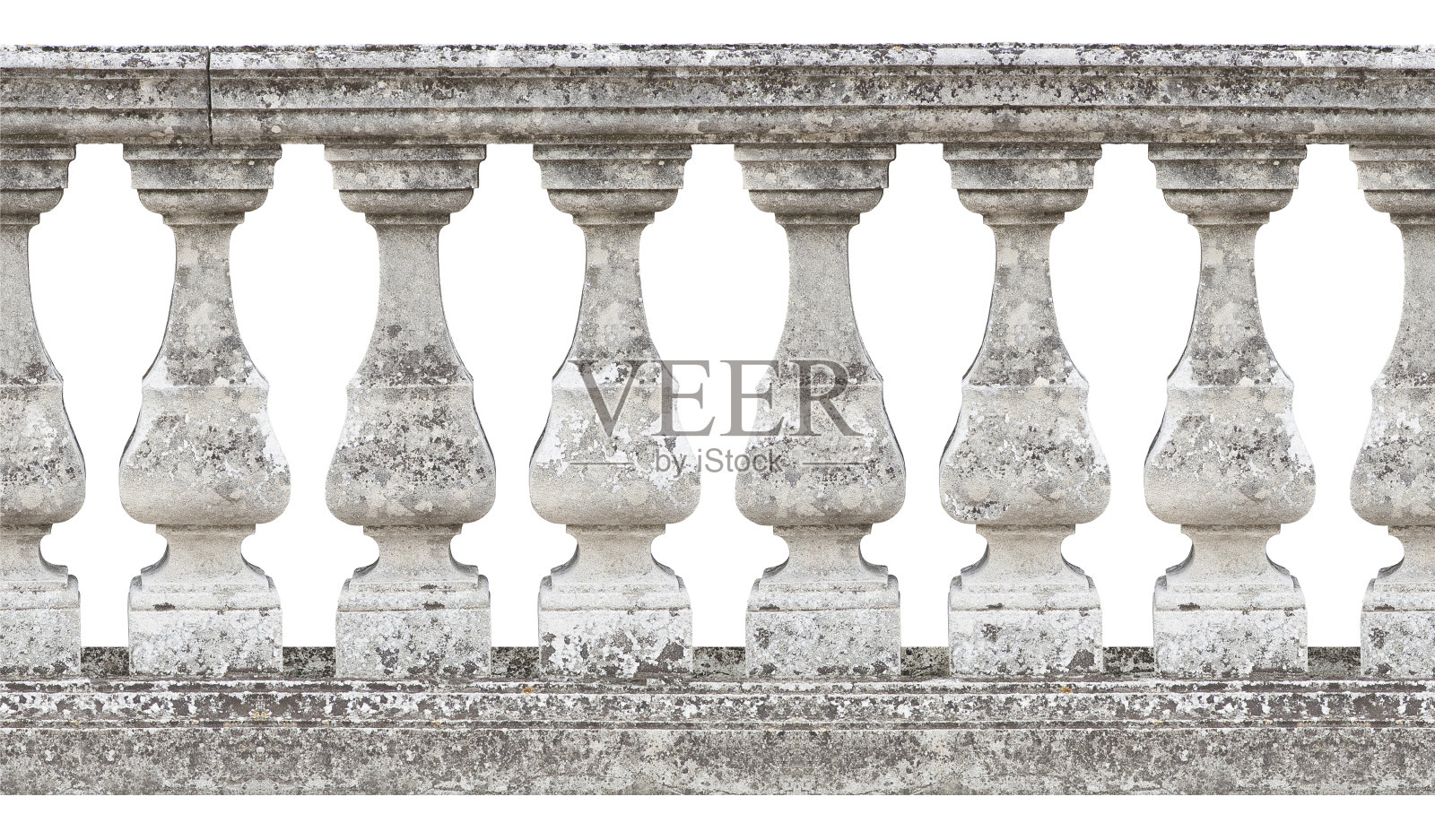 经典的意大利石栏杆-白色背景上无缝的图案概念，便于选择，对渲染有用照片摄影图片