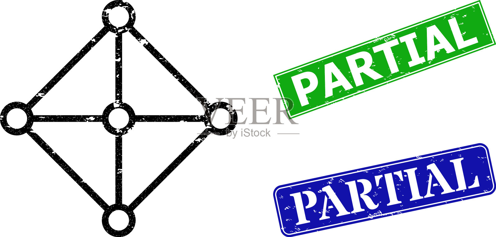 菱形网格中心遇险图标和遇险插画图片素材