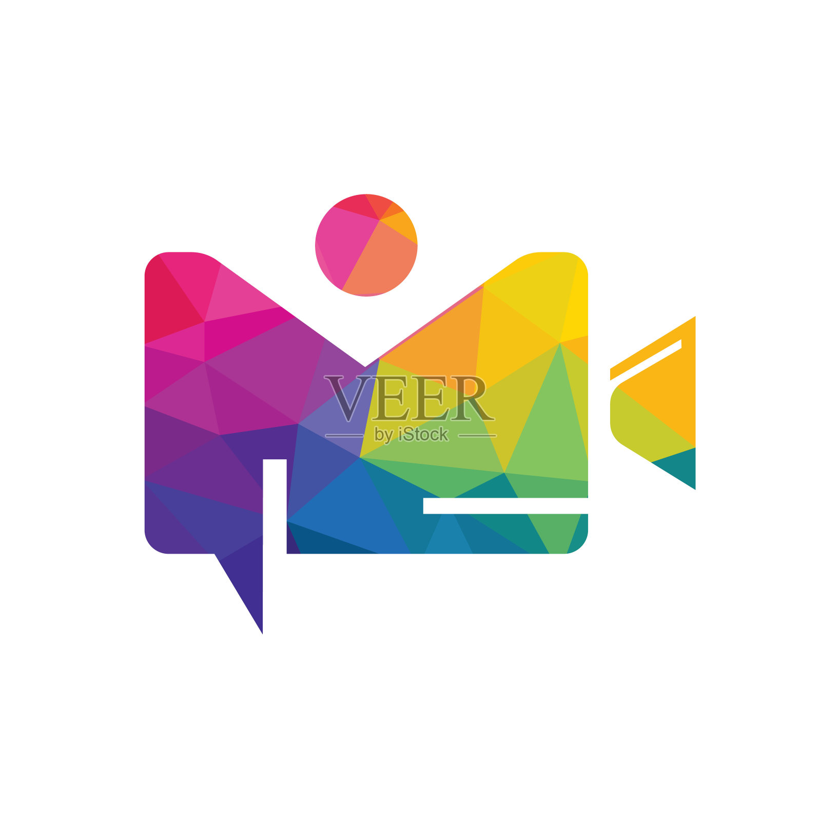 聊天的人标志设计模板插图。人类，cam和聊天图标。插画图片素材