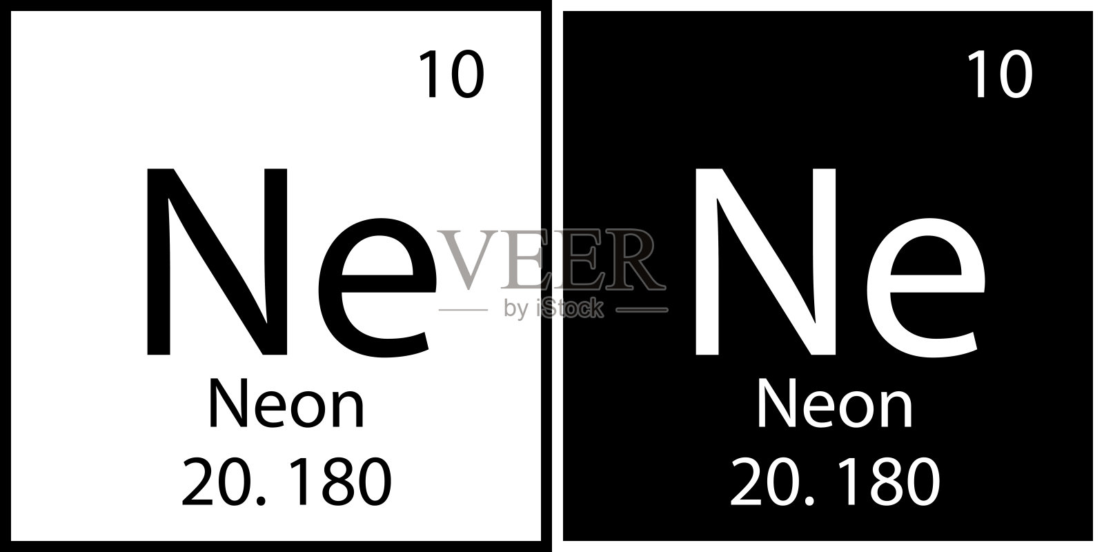 霓虹灯的象征。黑白色的广场。原子序数。化学元素。元素周期表。矢量插图。股票的形象。插画图片素材