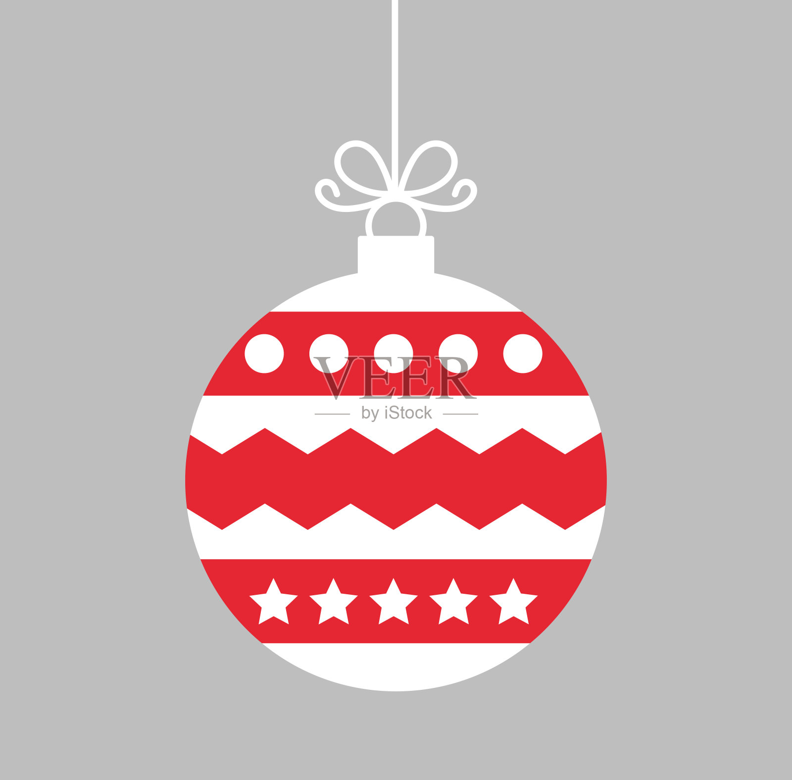 圣诞彩球挂红色装饰与白色图案。插画图片素材