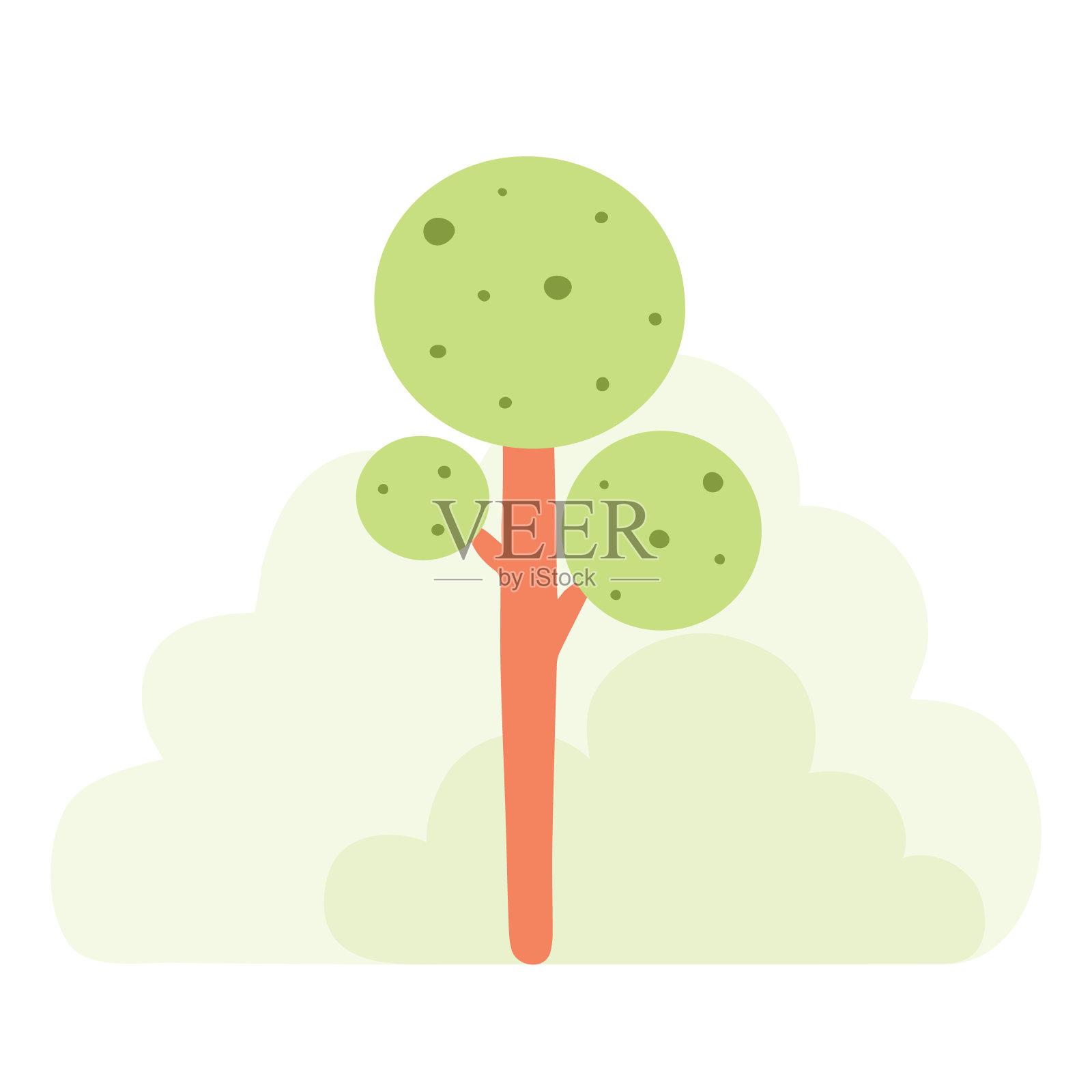 平坦森林树木自然植物孤立的生态叶插画图片素材