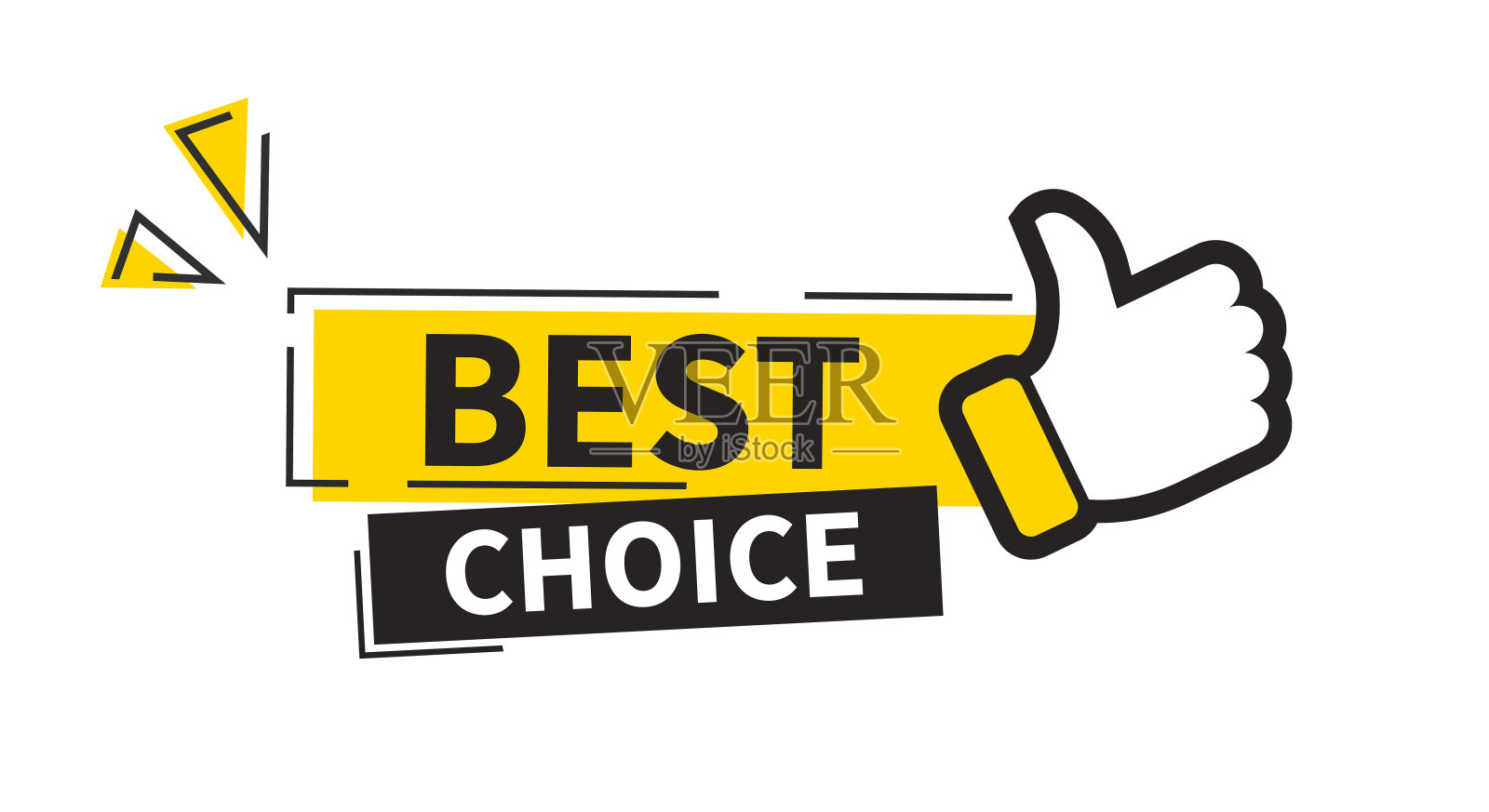矢量插图横幅的最佳选择与拇指。最佳选择的标签出售。好的建议。插画图片素材
