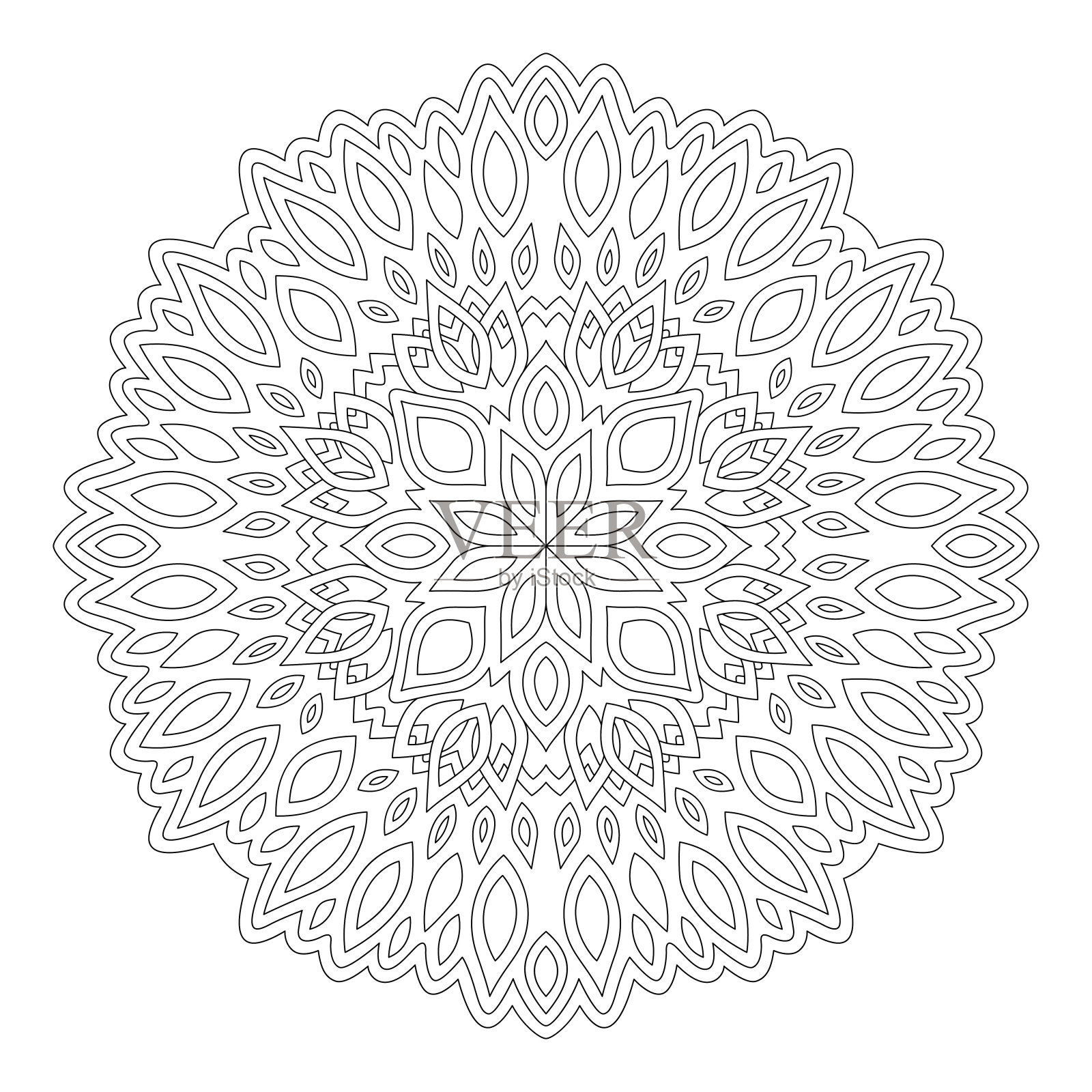 圆形涂色书的线条艺术插画图片素材