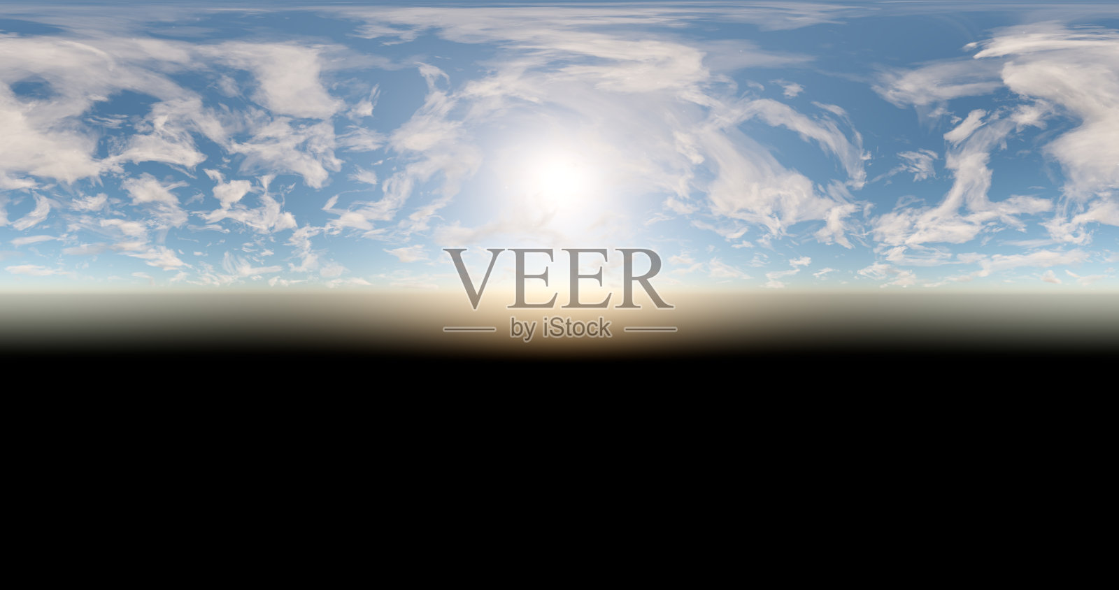 3 d渲染。日出或日落时白云密布的蓝天。环境360 HDRI MAP。等效投影，球面全景。照片摄影图片