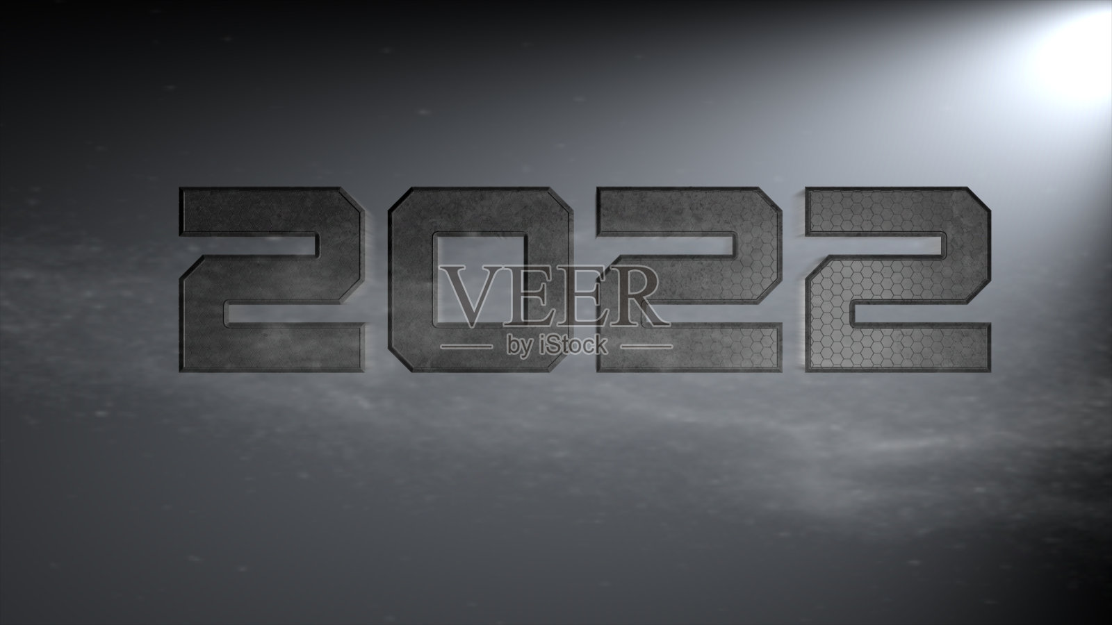 2022年的数字，光的效果从右上方的空间与云照片摄影图片