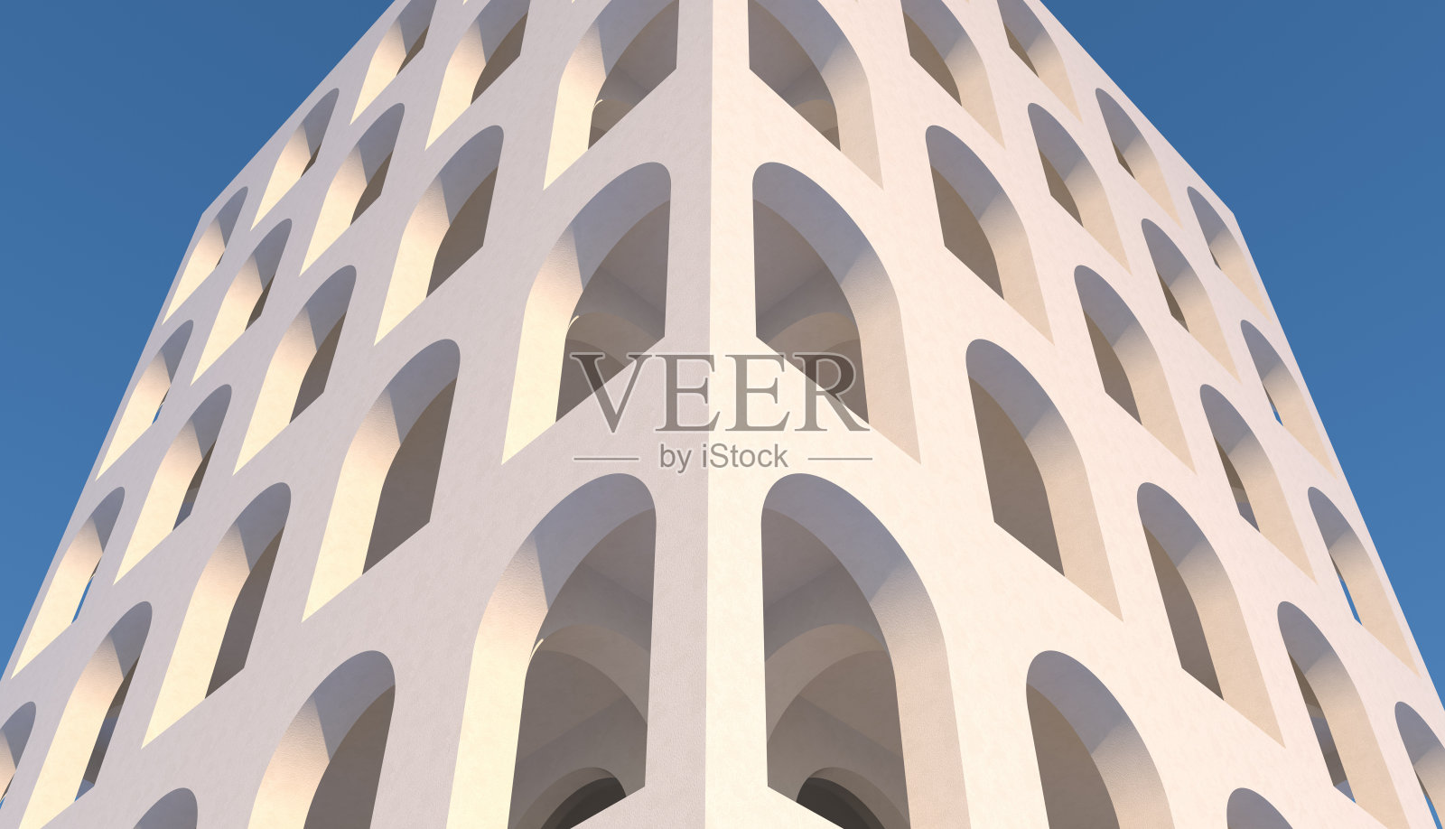 3 d渲染。拱廊几何背景，建筑廊道，拱柱，空墙。古宅旗为旅游介绍照片摄影图片