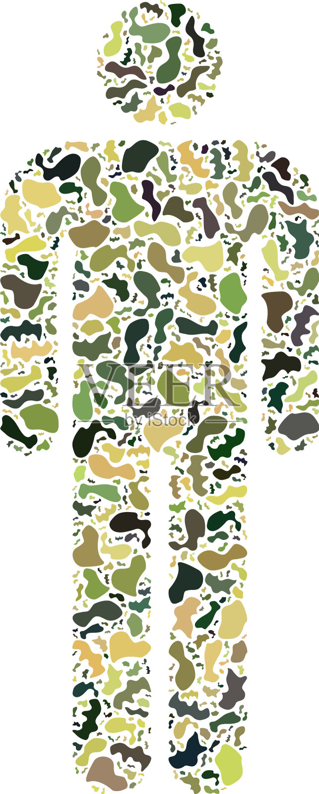 军事伪装组成的人的图标插画图片素材