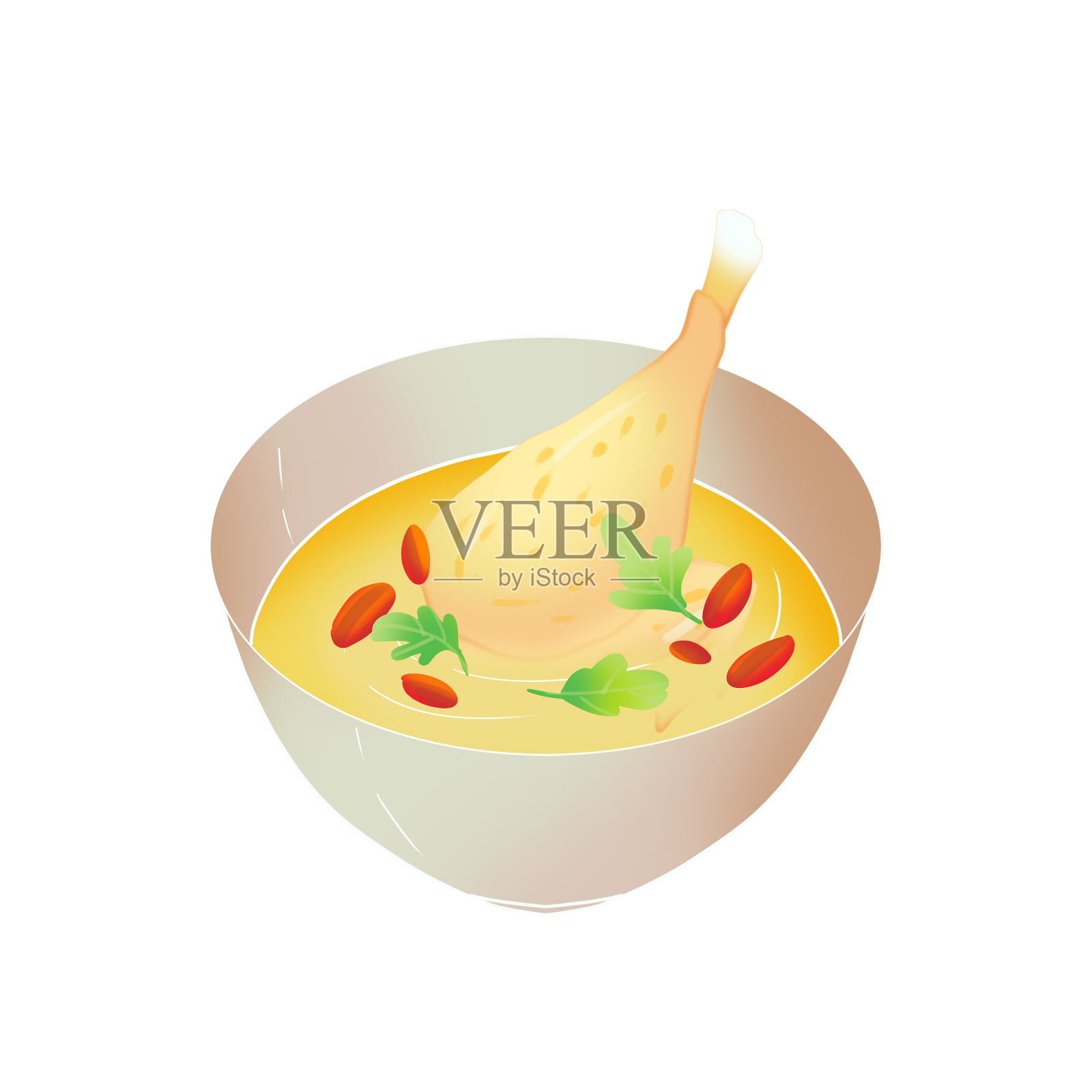 鲜美鸡汤卡通手绘设计元素图片