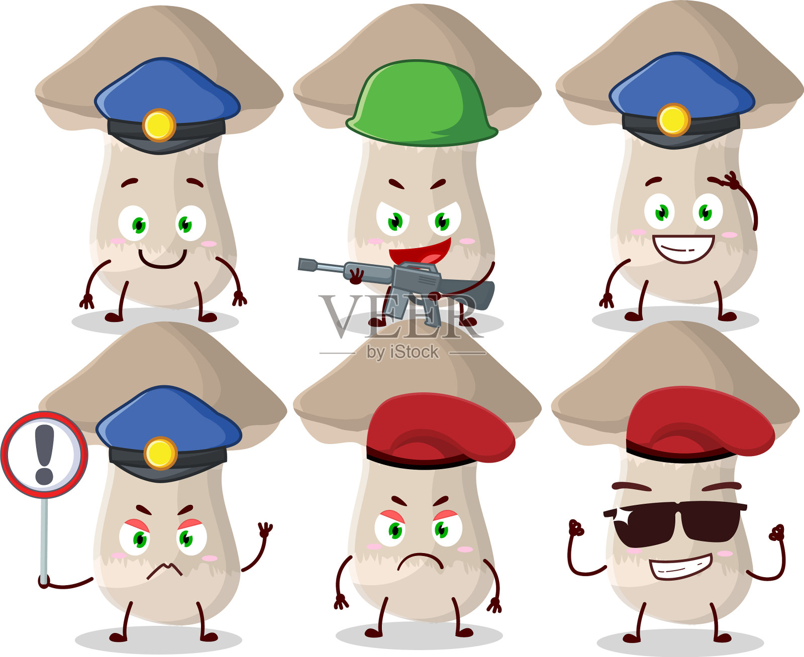 一个敬业的毒菌警官吉祥物插画图片素材