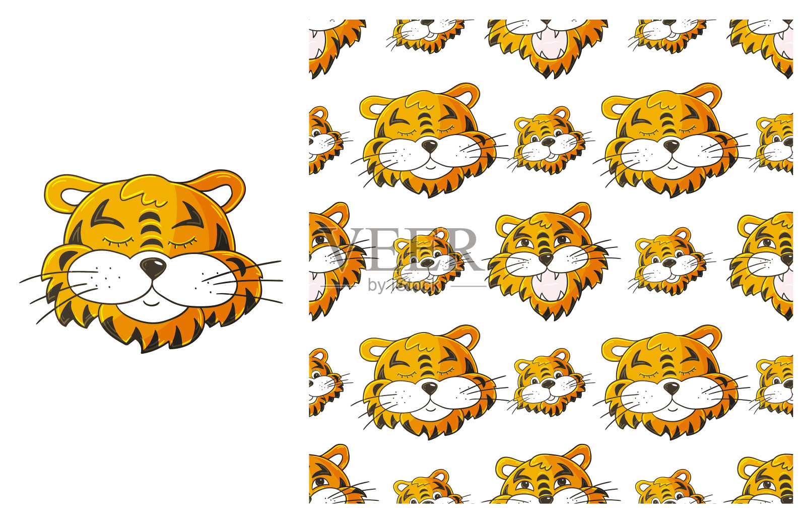 可爱的元素和无缝的图案。是童装的理想选择插画图片素材