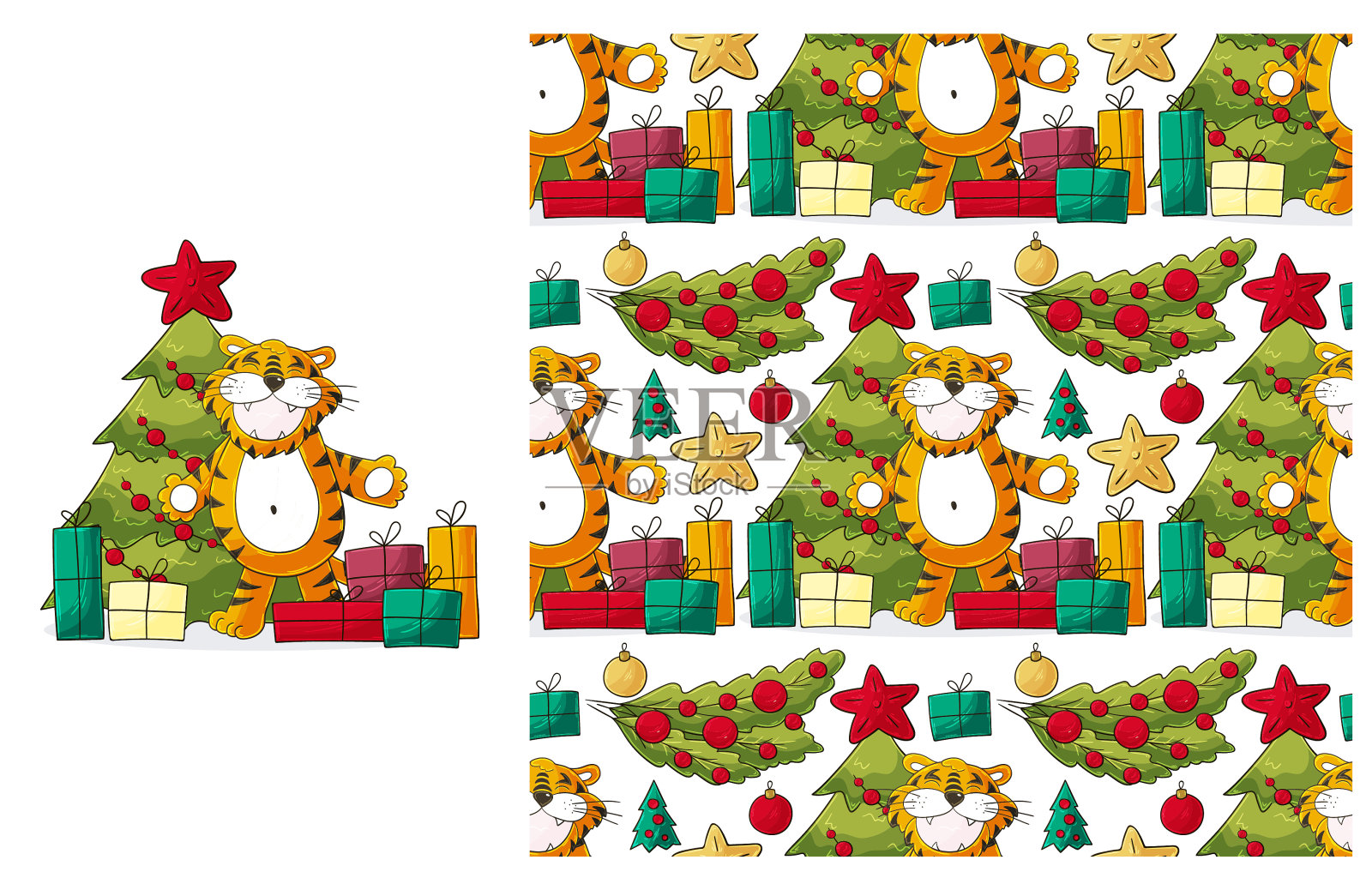 可爱的元素和无缝的图案。是童装的理想选择插画图片素材