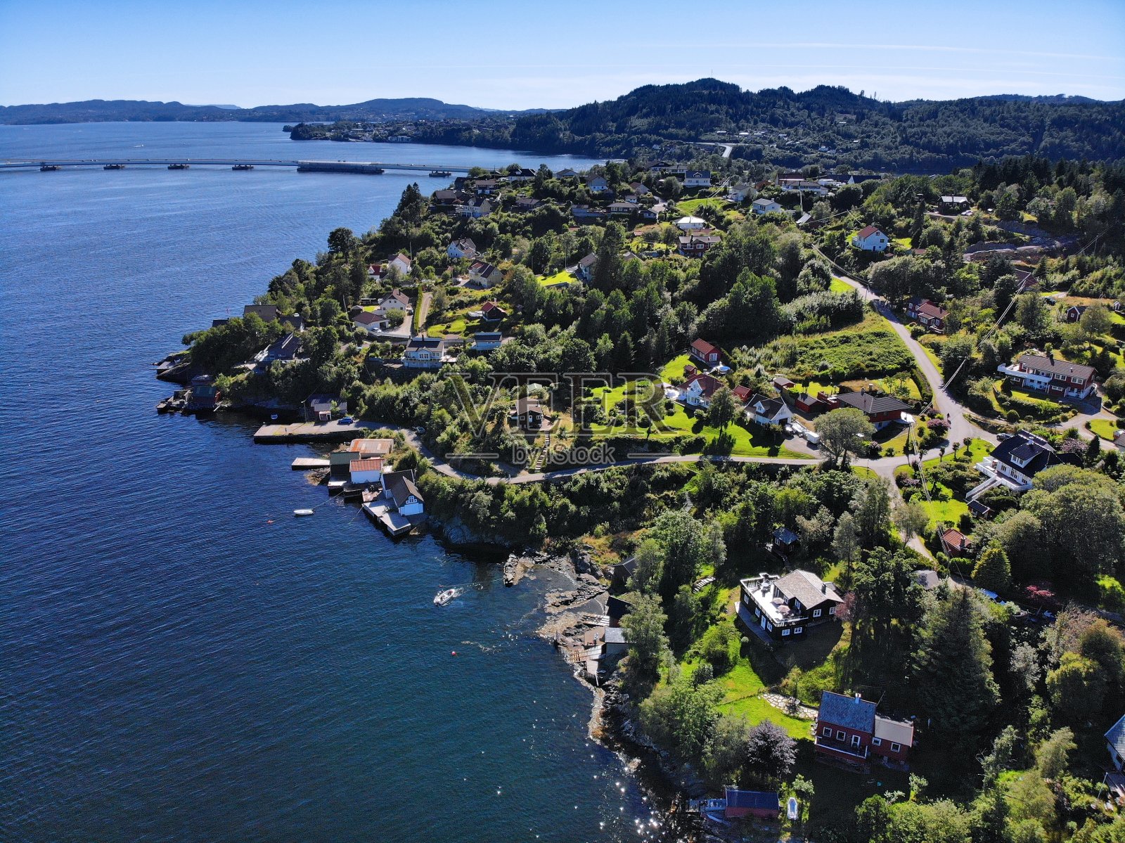 夏季挪威峡湾无人机视图照片摄影图片