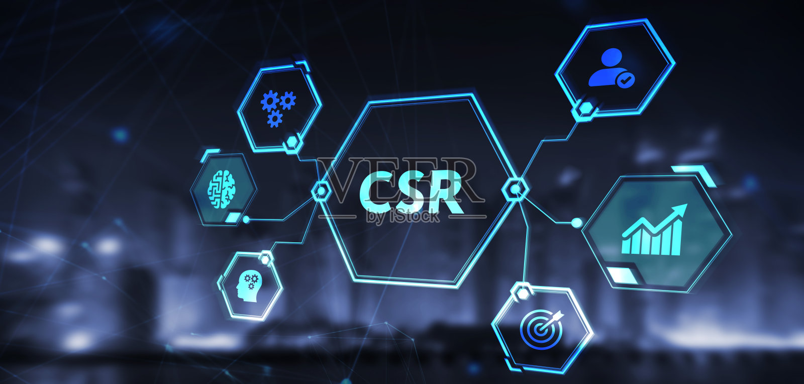 CSR简称，现代技术理念。商业，技术，互联网和网络的概念。照片摄影图片